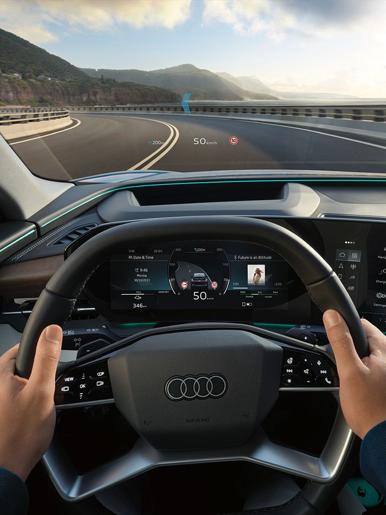 Augmented reality head-up display in the Audi SQ6 SUV e-tron