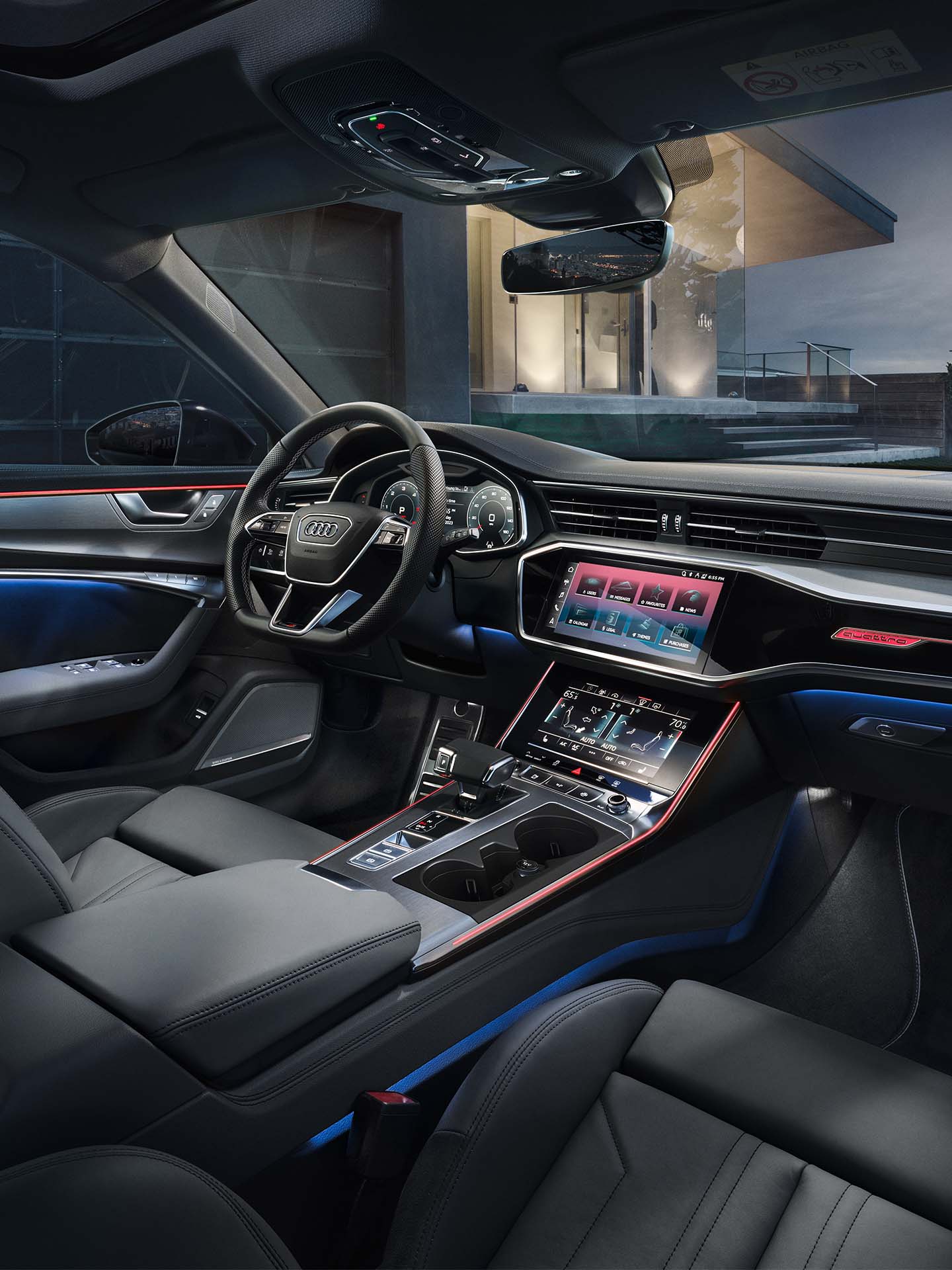 Thematically illuminated Audi cockpit